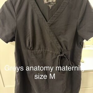 Grey's Anatomy Black Maternity Wrap Top